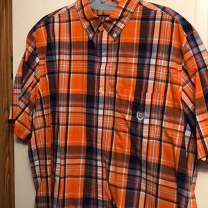 Orange and Blue Plaid Male shirt